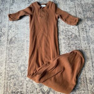 Mebie Baby Ribbed Mauve/Rust Knot Gown for Baby Unisex 0-3 Months